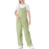 imageRolanko Girls Jumpsuit Knitted Sleeveless Overalls Wide Leg Pants Romper for Kids Loose Jumpers with Pockets 514 YGreen