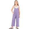 imageRolanko Girls Jumpsuit Sleeveless Romper Wide Leg Pants Overalls for Kids Loose Jumpers with Pockets 414 YearsA1purple