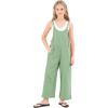 imageRolanko Girls Jumpsuit Sleeveless Romper Wide Leg Pants Overalls for Kids Loose Jumpers with Pockets 414 YearsA1sagegreen