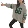 imageRolanko Girls Kids Pullover Sweatshirt with Crewneck Girls Casual Oversized Top Shirts Long SleeveBgrey