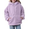 imageRolanko Girls Sherpa Pullover Hoodie Half Zipper Fuzzy Hoodie Sweatshirt with Pockets Kids Fleece Tops 414 YearsLightpurple