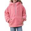 imageRolanko Girls Sherpa Pullover Hoodie Half Zipper Fuzzy Hoodie Sweatshirt with Pockets Kids Fleece Tops 414 YearsPink