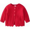 imageRolanko Toddler Girls Sweater Long Sleeve Open Front Button Down Knit Cardigan Kids Clothes 16 YearsB2red
