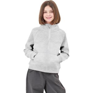 imageRolanko Girls Half Zip Pullover Cropped Sweatshirts for Girls Long Sleeve Sweat Shirts with Thumb Hole 514 YearsGrey