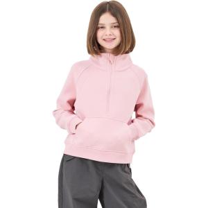 imageRolanko Girls Half Zip Pullover Cropped Sweatshirts for Girls Long Sleeve Sweat Shirts with Thumb Hole 514 YearsLightpink