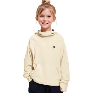 imageRolanko Girls Hoodies Fleece Sweatshirts Long Sleeve Cozy lightweight Pullover Tops with Pocket Kids Warm Velvet OutwearBeige