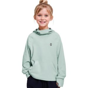 imageRolanko Girls Hoodies Fleece Sweatshirts Long Sleeve Cozy lightweight Pullover Tops with Pocket Kids Warm Velvet OutwearGreen