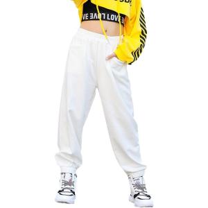 imageRolanko Girls Jogger Pants Active Kids Sweatpants with Pocket Hip Hop Streetwear Trousers 414 YearsE5white