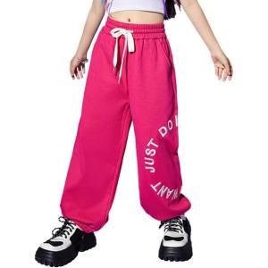 imageRolanko Girls Jogger Pants Active Kids Sweatpants with Pocket Hip Hop Streetwear Trousers 414 YearsG1roseletter