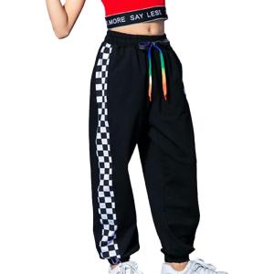 imageRolanko Girls Jogger Pants Active Kids Sweatpants with Pocket Hip Hop Streetwear Trousers 414 YearsG2blackside