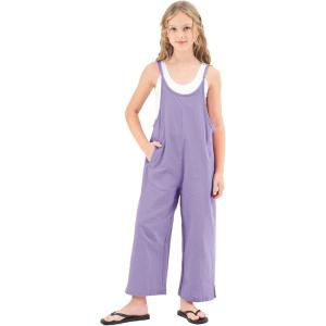 imageRolanko Girls Jumpsuit Sleeveless Romper Wide Leg Pants Overalls for Kids Loose Jumpers with Pockets 414 YearsA1purple
