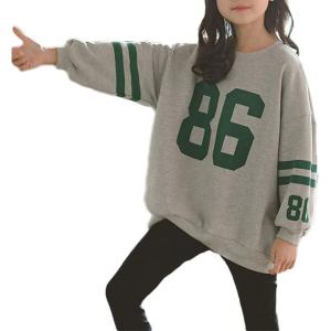 imageRolanko Girls Kids Pullover Sweatshirt with Crewneck Girls Casual Oversized Top Shirts Long SleeveBgrey