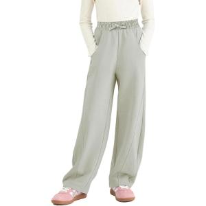 imageRolanko Girls Wide Leg Sweatpants Straight Pants for Kids Girls Trousers with Pockets SweatsGraygreen