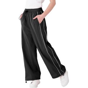 imageRolanko Parachute Pants for Girls Y2K Cargo Trousers with Pockets Harajuku Jogger Pants Kids 414 YearsBblack Sport