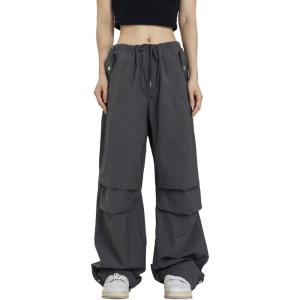 imageRolanko Parachute Pants for Girls Y2K Cargo Trousers with Pockets Harajuku Jogger Pants Kids 414 YearsC1grey