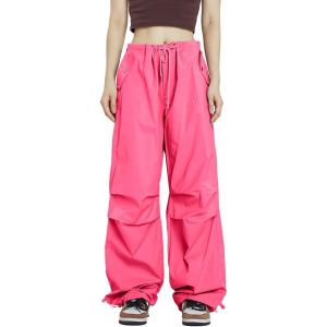 imageRolanko Parachute Pants for Girls Y2K Cargo Trousers with Pockets Harajuku Jogger Pants Kids 414 YearsC2rose Red