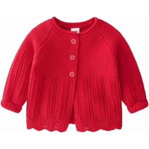 imageRolanko Toddler Girls Sweater Long Sleeve Open Front Button Down Knit Cardigan Kids Clothes 16 YearsB2red