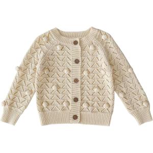 imageRolanko Toddler Girls Sweater Long Sleeve Open Front Button Down Knit Cardigan Kids Clothes 16 YearsJapricot