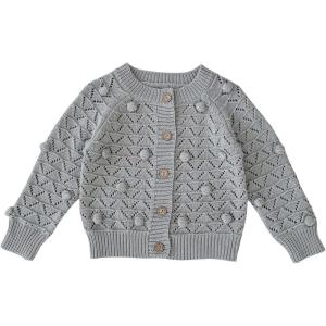 imageRolanko Toddler Girls Sweater Long Sleeve Open Front Button Down Knit Cardigan Kids Clothes 16 YearsJwatergrey