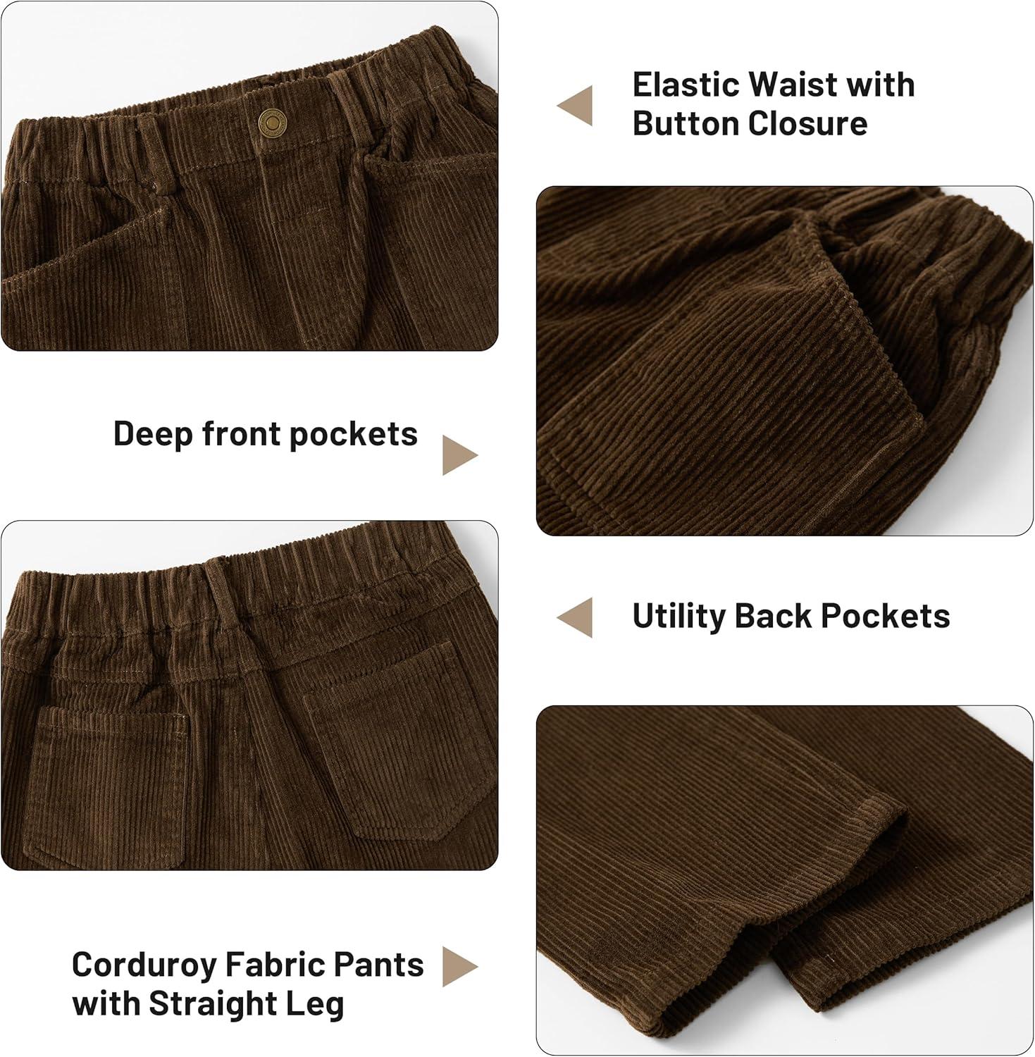 imageRolanko Girls Wide Leg Corduroy Pants High Waist Trousers Vintage Kids Pants Streetwear Casual 412 YearsDarkbrown