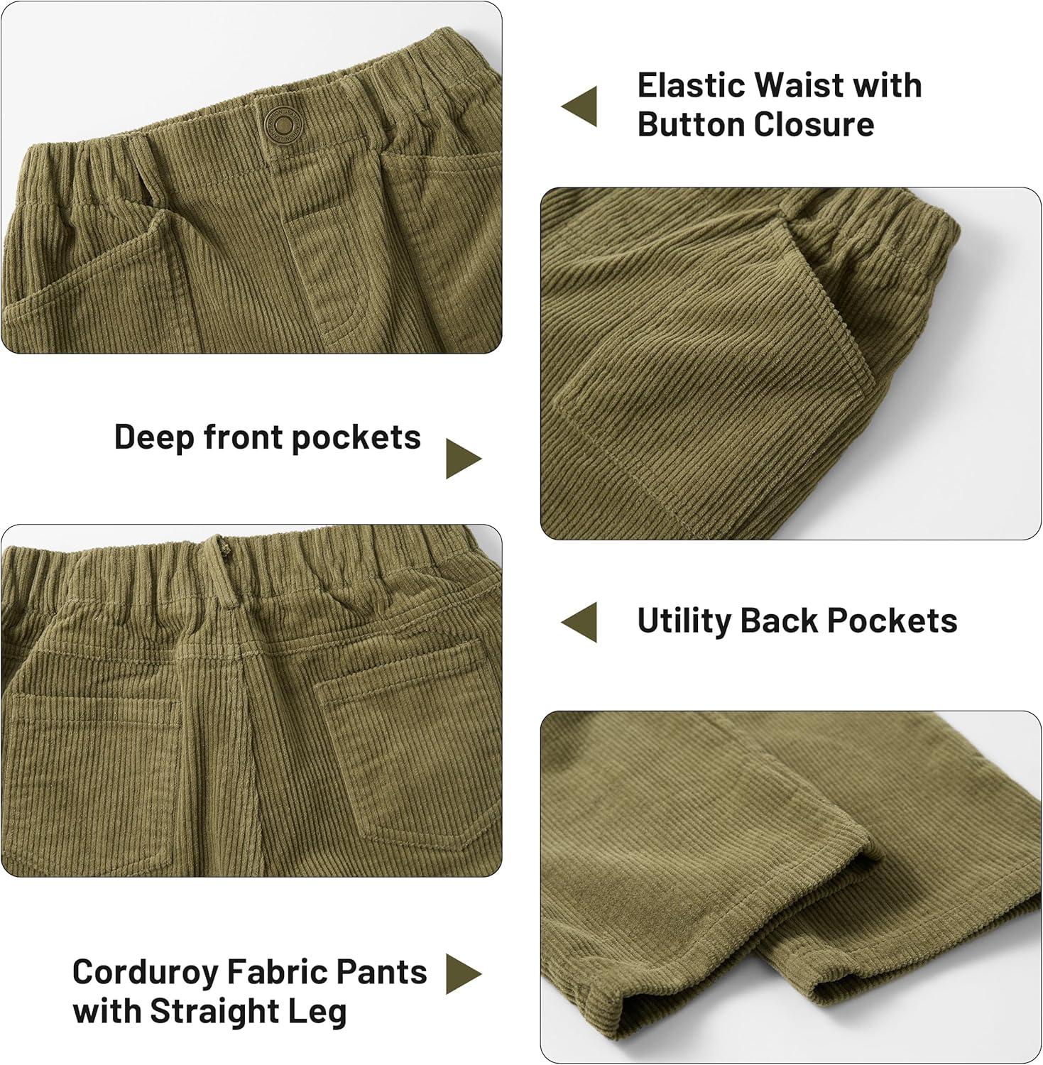 imageRolanko Girls Wide Leg Corduroy Pants High Waist Trousers Vintage Kids Pants Streetwear Casual 412 YearsOlivegreen