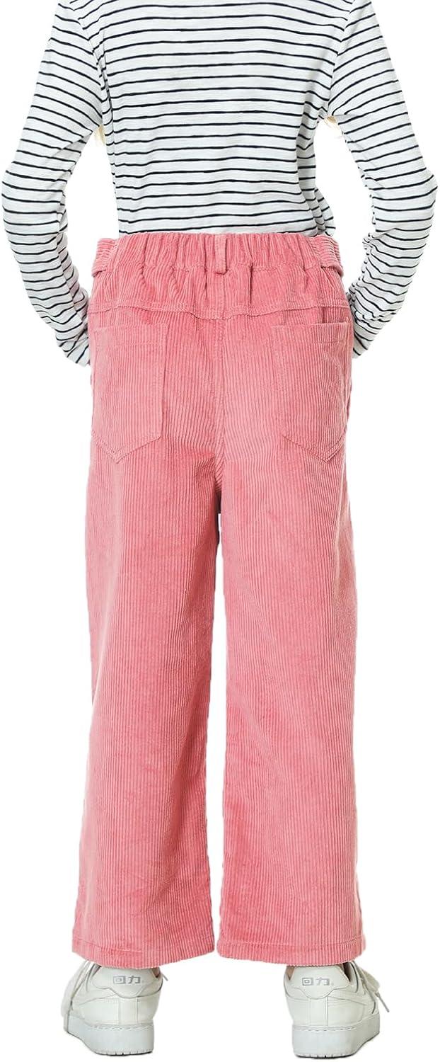 imageRolanko Girls Wide Leg Corduroy Pants High Waist Trousers Vintage Kids Pants Streetwear Casual 412 YearsPink