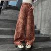 imageRolanko Girls Baggy Jeans Distressed Denim Pants Elastic Waist Wide Leg Jeans for Girls Kids Loose Fit 414 YearsBrown