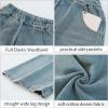 imageRolanko Girls Baggy Jeans Distressed Denim Pants Elastic Waist Wide Leg Jeans for Girls Kids Loose Fit 414 YearsKneestitching