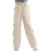imageRolanko Girls Cargo Pants Baggy Y2K Cargo Trousers Jeans Wide Leg Pants with Multi Pockets 415 YearsBeige
