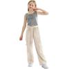 imageRolanko Girls Cargo Pants Baggy Y2K Cargo Trousers Jeans Wide Leg Pants with Multi Pockets 415 YearsBeige