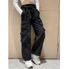 imageRolanko Girls Cargo Pants Baggy Y2K Cargo Trousers Jeans Wide Leg Pants with Multi Pockets 415 YearsBlack