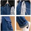 imageRolanko Girls Cargo Pants Baggy Y2K Cargo Trousers Jeans Wide Leg Pants with Multi Pockets 415 YearsBlue