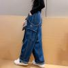 imageRolanko Girls Cargo Pants Baggy Y2K Cargo Trousers Jeans Wide Leg Pants with Multi Pockets 415 YearsBlue