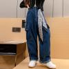 imageRolanko Girls Cargo Pants Baggy Y2K Cargo Trousers Jeans Wide Leg Pants with Multi Pockets 415 YearsBlue