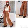 imageRolanko Girls Cargo Pants Baggy Y2K Cargo Trousers Jeans Wide Leg Pants with Multi Pockets 415 YearsBrown