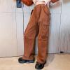 imageRolanko Girls Cargo Pants Baggy Y2K Cargo Trousers Jeans Wide Leg Pants with Multi Pockets 415 YearsBrown