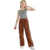 imageRolanko Girls Cargo Pants Baggy Y2K Cargo Trousers Jeans Wide Leg Pants with Multi Pockets 415 YearsBrownpockets