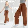 imageRolanko Girls Cargo Pants Baggy Y2K Cargo Trousers Jeans Wide Leg Pants with Multi Pockets 415 YearsBrownpockets