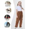 imageRolanko Girls Cargo Pants Baggy Y2K Cargo Trousers Jeans Wide Leg Pants with Multi Pockets 415 YearsBrownpockets