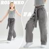 imageRolanko Girls Cargo Pants Baggy Y2K Cargo Trousers Jeans Wide Leg Pants with Multi Pockets 415 YearsGrey