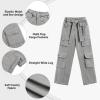 imageRolanko Girls Cargo Pants Baggy Y2K Cargo Trousers Jeans Wide Leg Pants with Multi Pockets 415 YearsGrey