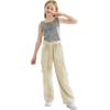 imageRolanko Girls Cargo Pants Baggy Y2K Cargo Trousers Jeans Wide Leg Pants with Multi Pockets 415 YearsKhaki