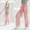 imageRolanko Girls Cargo Pants Baggy Y2K Cargo Trousers Jeans Wide Leg Pants with Multi Pockets 415 YearsPink