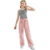 imageRolanko Girls Cargo Pants Baggy Y2K Cargo Trousers Jeans Wide Leg Pants with Multi Pockets 415 YearsPink