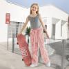 imageRolanko Girls Cargo Pants Baggy Y2K Cargo Trousers Jeans Wide Leg Pants with Multi Pockets 415 YearsPink