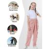 imageRolanko Girls Cargo Pants Baggy Y2K Cargo Trousers Jeans Wide Leg Pants with Multi Pockets 415 YearsPink