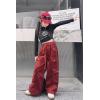imageRolanko Girls Cargo Pants Baggy Y2K Cargo Trousers Jeans Wide Leg Pants with Multi Pockets 415 YearsRed