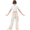 imageRolanko Girls Cargo Pants Wide Leg Loose Cargo Trousers with Pockets Streetwear Kids Pants 415 YearsApricot