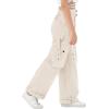 imageRolanko Girls Cargo Pants Wide Leg Loose Cargo Trousers with Pockets Streetwear Kids Pants 415 YearsApricot