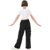 imageRolanko Girls Cargo Pants Wide Leg Loose Cargo Trousers with Pockets Streetwear Kids Pants 415 YearsBlack